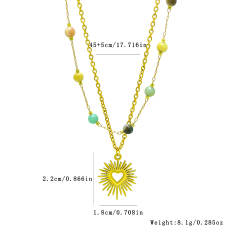 2025 boho sun heart pendant stainless steel necklace bracelet suit