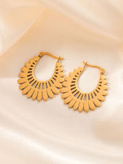 Simple design hollow out boho vintage hoop earrings stainless steel earrings