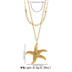Summer marine series starfish pendant stainless steel necklace bracelet suit