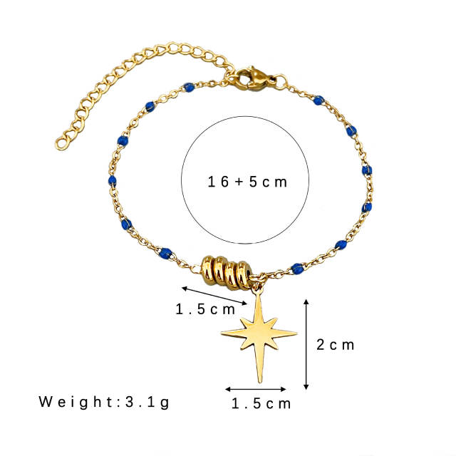Simple Star Pendant Bracelet All-match Color enamel Rice Beads bracelet for Women