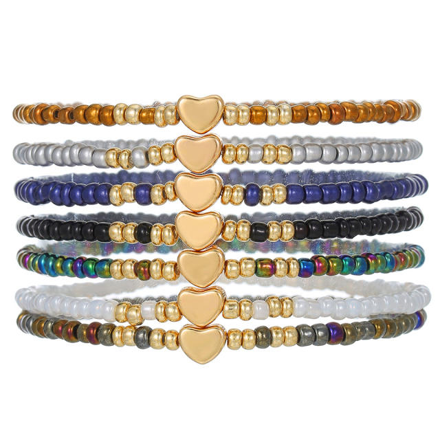 Bohemian Beach Vacation Bracelet Summer Ceramic Fish Shell Rice Bead Bracelet Multi-Layer Stacked Bracelet