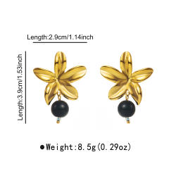 Popular stereo flower stainless steel earrings long earrings