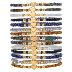 Bohemian Beach Vacation Bracelet Summer Ceramic Fish Shell Rice Bead Bracelet Multi-Layer Stacked Bracelet