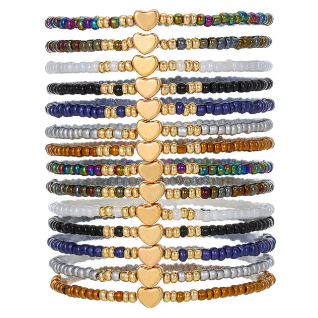 Bohemian Beach Vacation Bracelet Summer Ceramic Fish Shell Rice Bead Bracelet Multi-Layer Stacked Bracelet