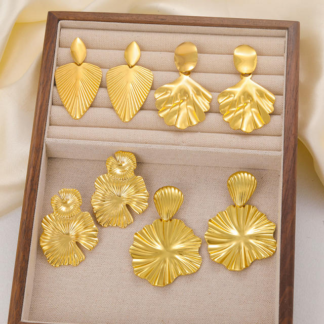 304 Stainless Steel Earrings Women's Personalized Lotus Leaf Earrings