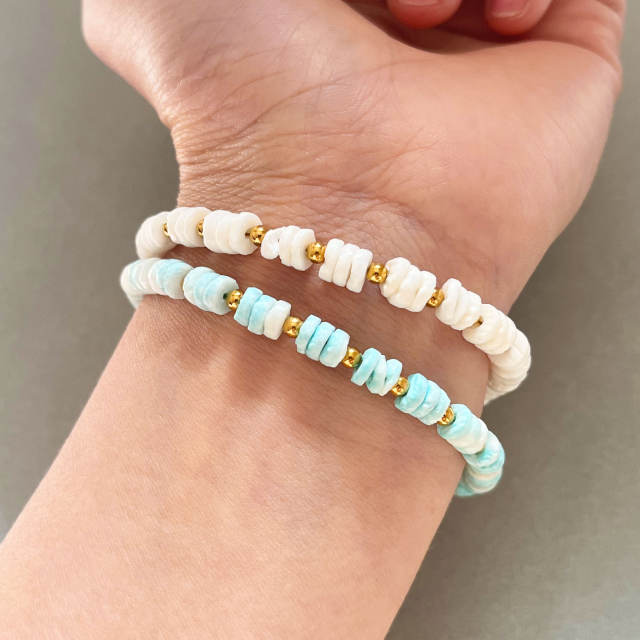 Elegant Shell bead Handmade Beaded Bracelet stainless steel bracelet