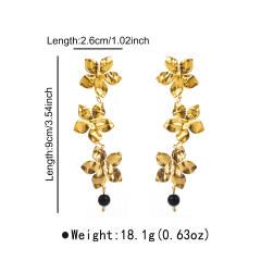 Popular stereo flower stainless steel earrings long earrings