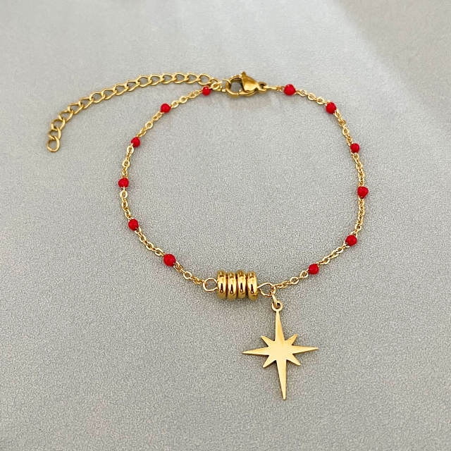 Simple Star Pendant Bracelet All-match Color enamel Rice Beads bracelet for Women