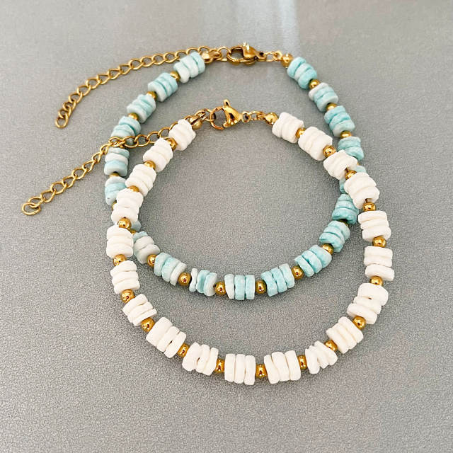 Elegant Shell bead Handmade Beaded Bracelet stainless steel bracelet