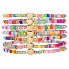 Bohemian Beach Vacation Bracelet Summer Ceramic Fish Shell Rice Bead Bracelet Multi-Layer Stacked Bracelet