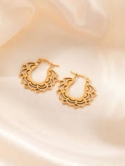 Simple design hollow out boho vintage hoop earrings stainless steel earrings