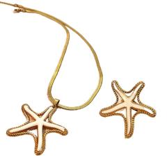 fashion Stainless Steel Shell Starfish Necklace Ring Suit