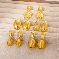 Korean-style 304 stainless steel earrings gold-plated small chrysanthemum earrings