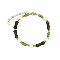 New Chinese Green bead stainless steel beac Bracelet