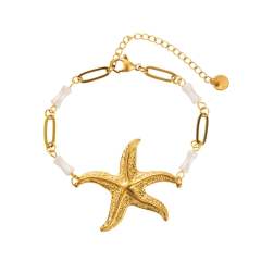 Summer marine series starfish pendant stainless steel necklace bracelet suit