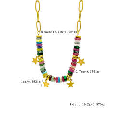Boho colorful bead tiny star stainless steel necklace holiday necklace for women