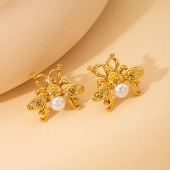 18KG shell seahorse flower shape stainless steel earrings