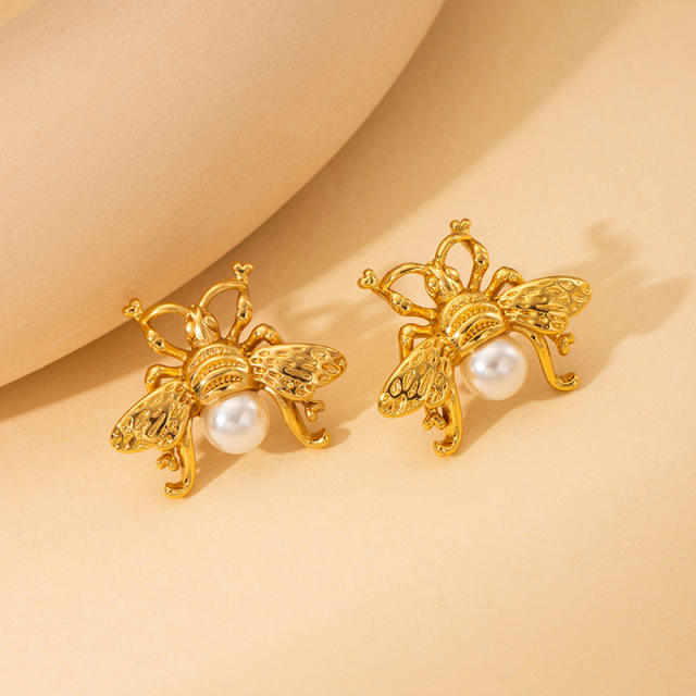 18KG shell seahorse flower shape stainless steel earrings