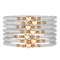 Bohemian Beach Vacation Bracelet Summer Ceramic Fish Shell Rice Bead Bracelet Multi-Layer Stacked Bracelet