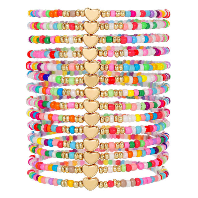 Bohemian Beach Vacation Bracelet Summer Ceramic Fish Shell Rice Bead Bracelet Multi-Layer Stacked Bracelet