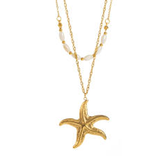 Summer marine series starfish pendant stainless steel necklace bracelet suit
