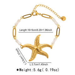 Summer marine series starfish pendant stainless steel necklace bracelet suit