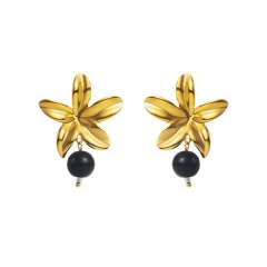 Popular stereo flower stainless steel earrings long earrings