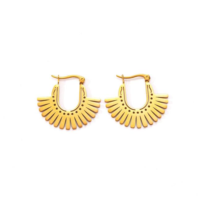 Simple design hollow out boho vintage hoop earrings stainless steel earrings