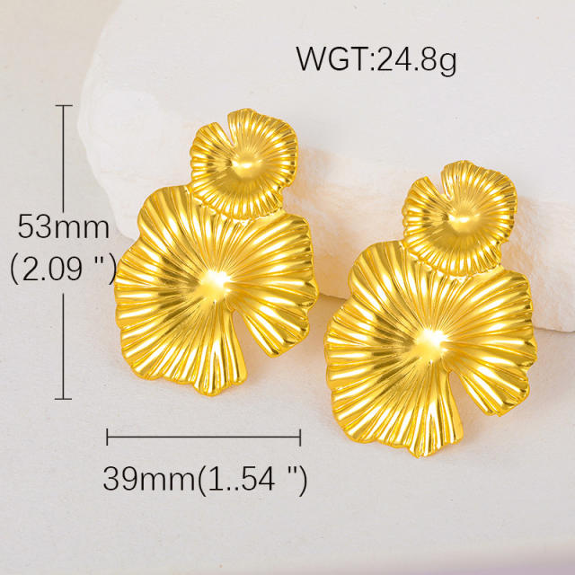 304 Stainless Steel Earrings Women's Personalized Lotus Leaf Earrings
