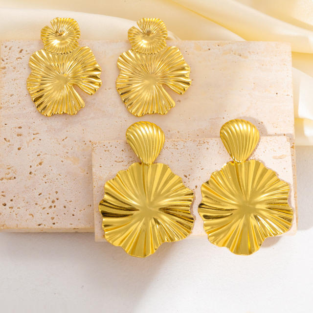 304 Stainless Steel Earrings Women's Personalized Lotus Leaf Earrings