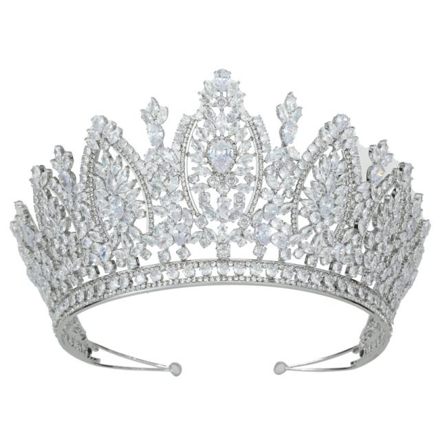 9cm new zircon bride crown headdress metal plating Korean-style diamond crown wedding hair accessories