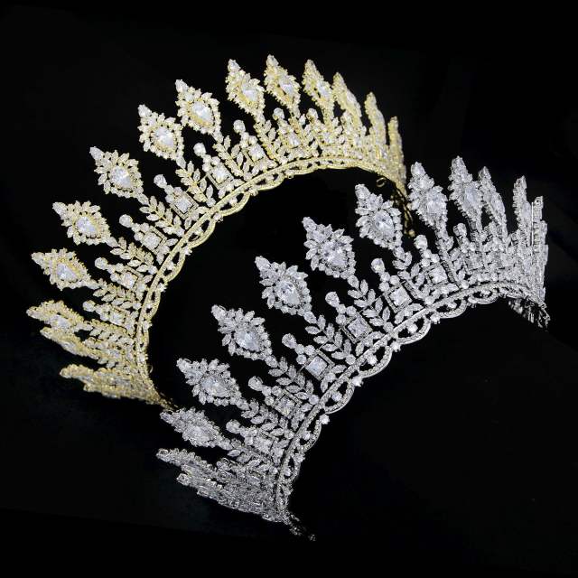 7.8cm New zircon bride crown headdress metal plating Korean-style diamond crown wedding hair accessories