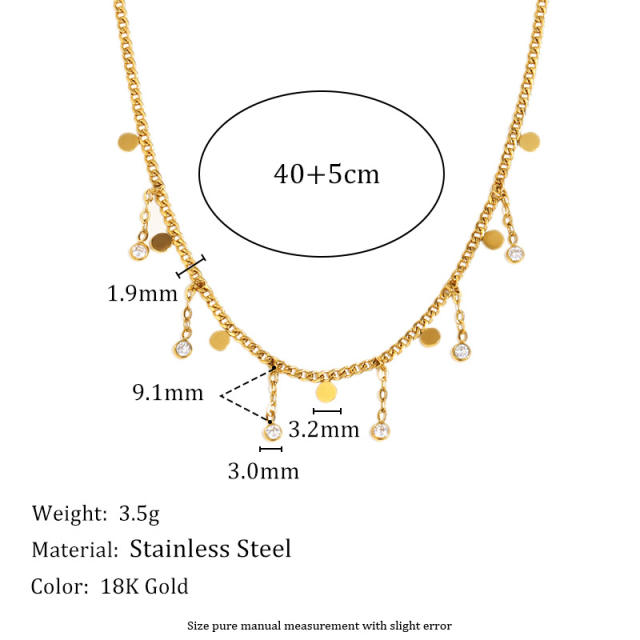 Hot-SellingElegant Stainless Steel Plated 18K Gold Thin Chain Tassel Pendant Necklace Collection