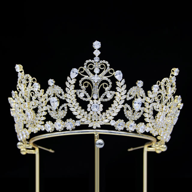 8cm new zircon bridal crown headdress metal electroplating Korean style diamond crown wedding hair accessories