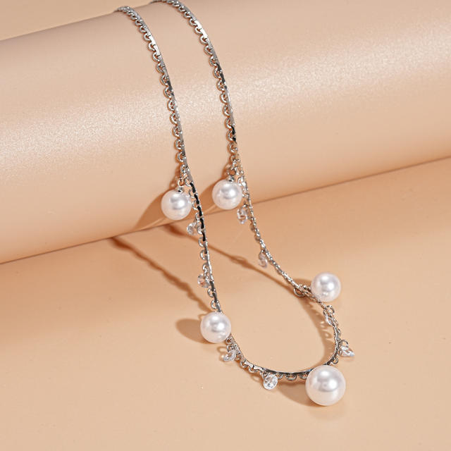 Retro Metallic Imitation Pearl Heart Starfish Imitation Shell Geometric Round Necklace