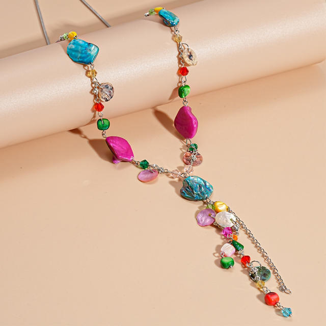 Retro Metallic Imitation Pearl Heart Starfish Imitation Shell Geometric Round Necklace