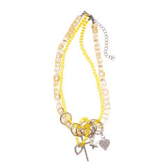 Sweet Artificial crystal bead diamond heart star charm choker necklace