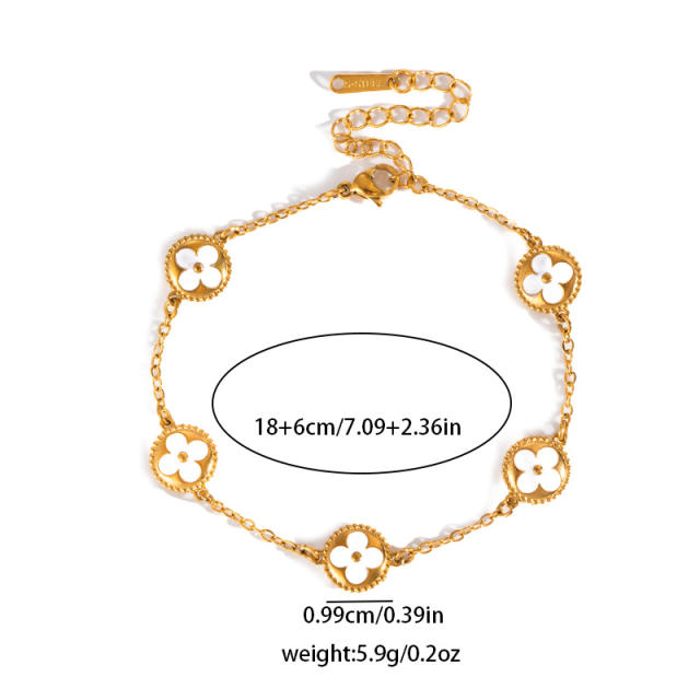 Stainless Steel Bracelet for Women Gold black white clover bracelet