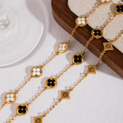Stainless Steel Bracelet for Women Gold black white clover bracelet