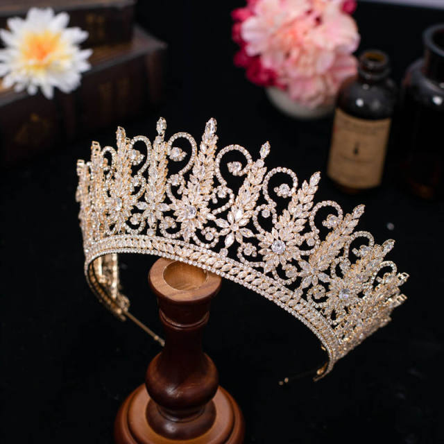 7.5cm zircon bride crown headdress baroque banquet Korean style diamond crown