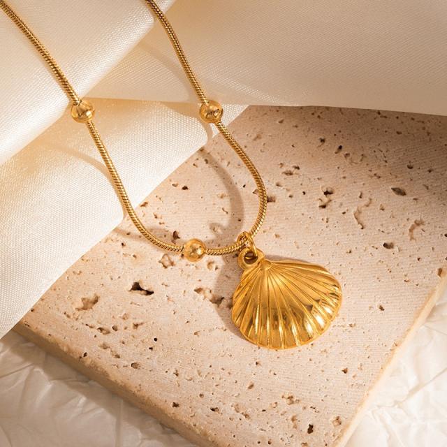 Marine Series Popular 18K Gold-Plated Stainless Steel Starfish Shell pendant Necklace