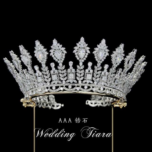 7.8cm New zircon bride crown headdress metal plating Korean-style diamond crown wedding hair accessories