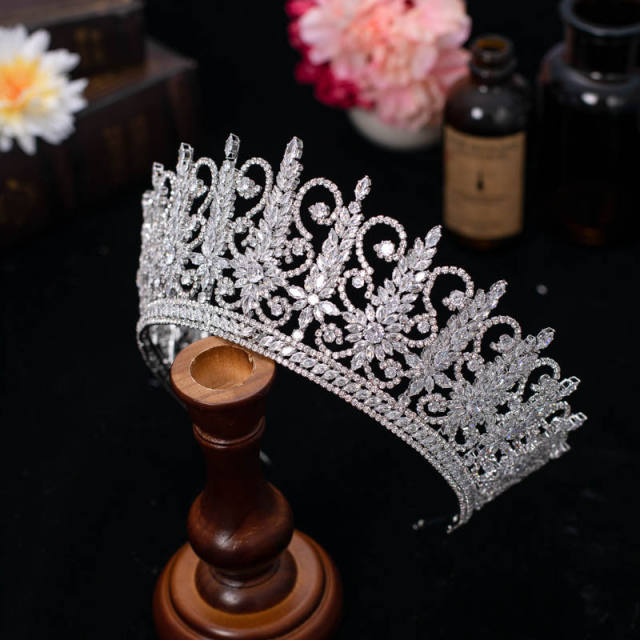 7.5cm zircon bride crown headdress baroque banquet Korean style diamond crown