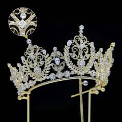 8cm new zircon bridal crown headdress metal electroplating Korean style diamond crown wedding hair accessories