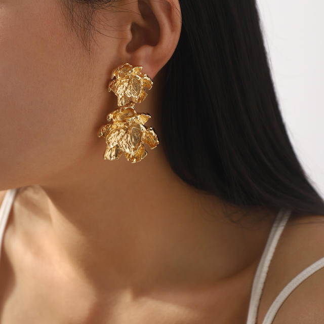 French Palace Style Flower Alloy Earrings