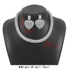 Luxury full diamond choker necklace earrings suit