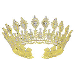 7.8cm New zircon bride crown headdress metal plating Korean-style diamond crown wedding hair accessories