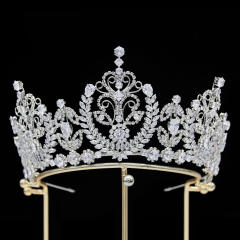 8cm new zircon bridal crown headdress metal electroplating Korean style diamond crown wedding hair accessories