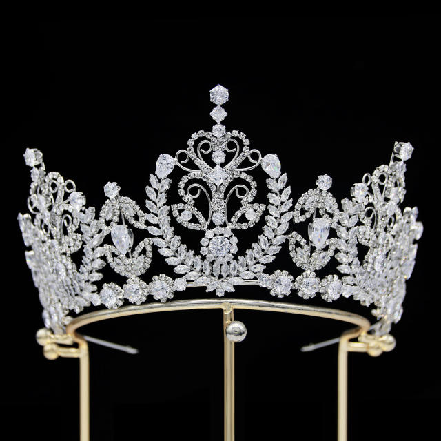 8cm new zircon bridal crown headdress metal electroplating Korean style diamond crown wedding hair accessories