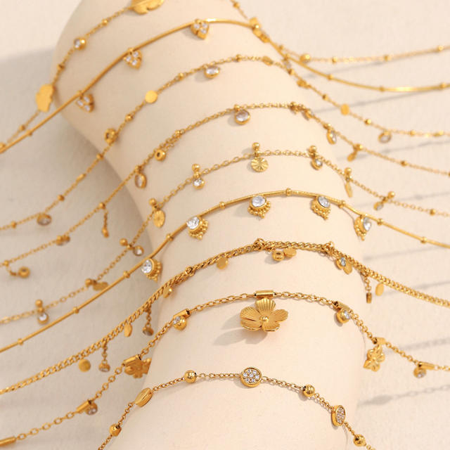 Hot-SellingElegant Stainless Steel Plated 18K Gold Thin Chain Tassel Pendant Necklace Collection